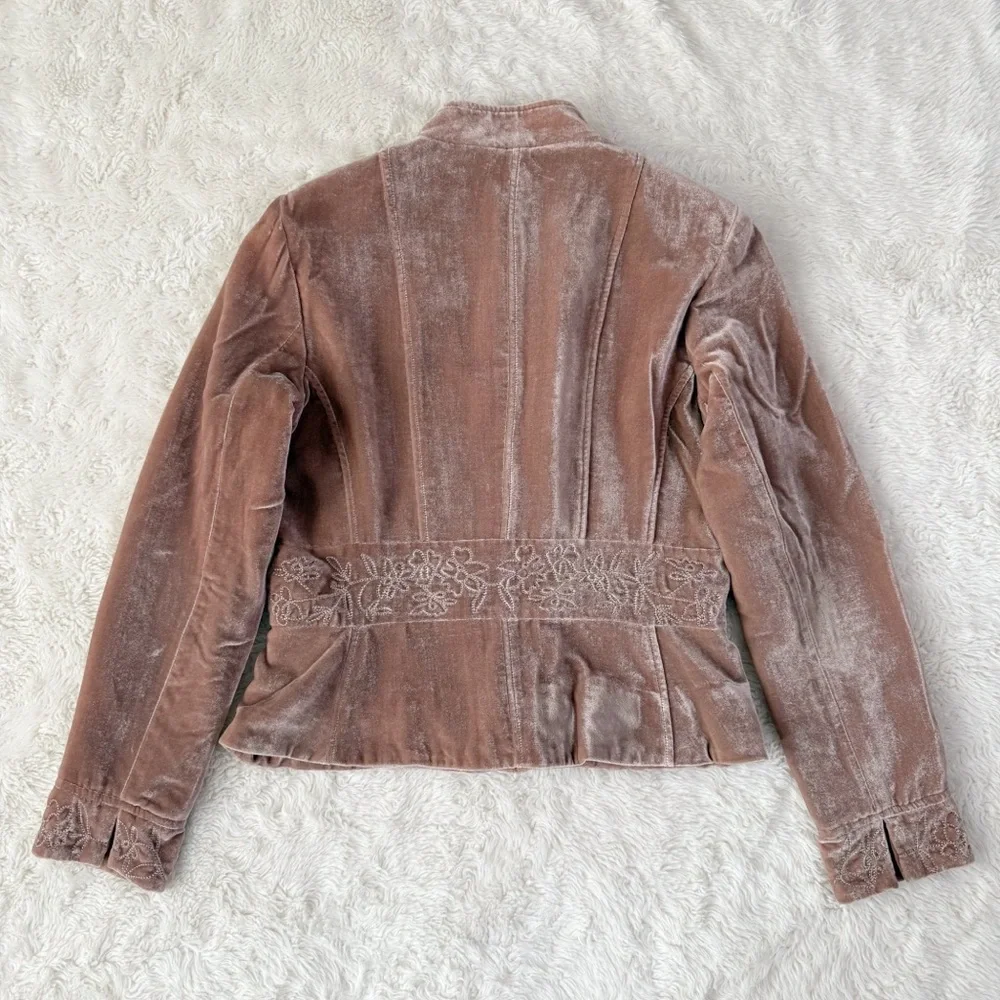 VTG Liz Claiborne Rose Velvet Embroidered Equestrian Blazer Jacket US6 Y2K Fairy - Picture 3 of 8